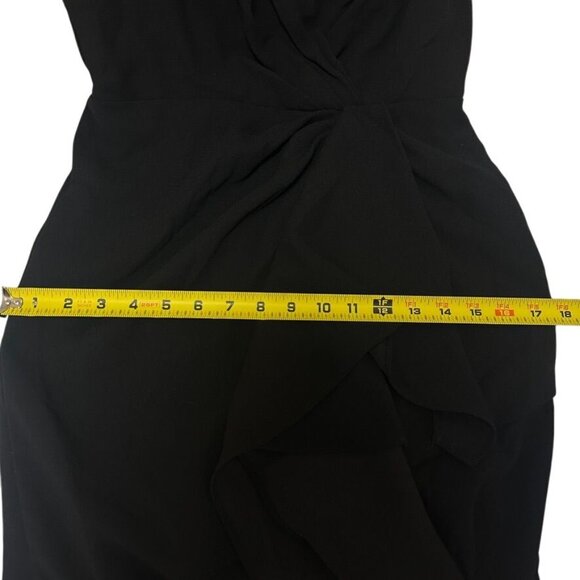 ML Monique Lhuillier Womens Black Ruffle Pintuck Evening Dress Gown NWT Size 4 - Picture 12 of 13